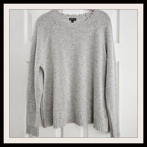MiniRose Cashmere  Heather Gray Distressed Frayed Sweater